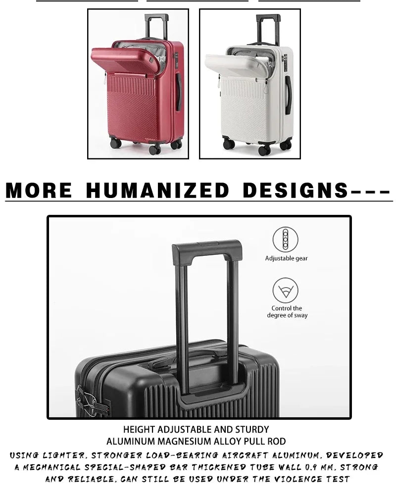 Polycarbonate Carry-On Luggage 20-Inch Lightweight With Cup Holder — Metallic Silver | KIMLUD