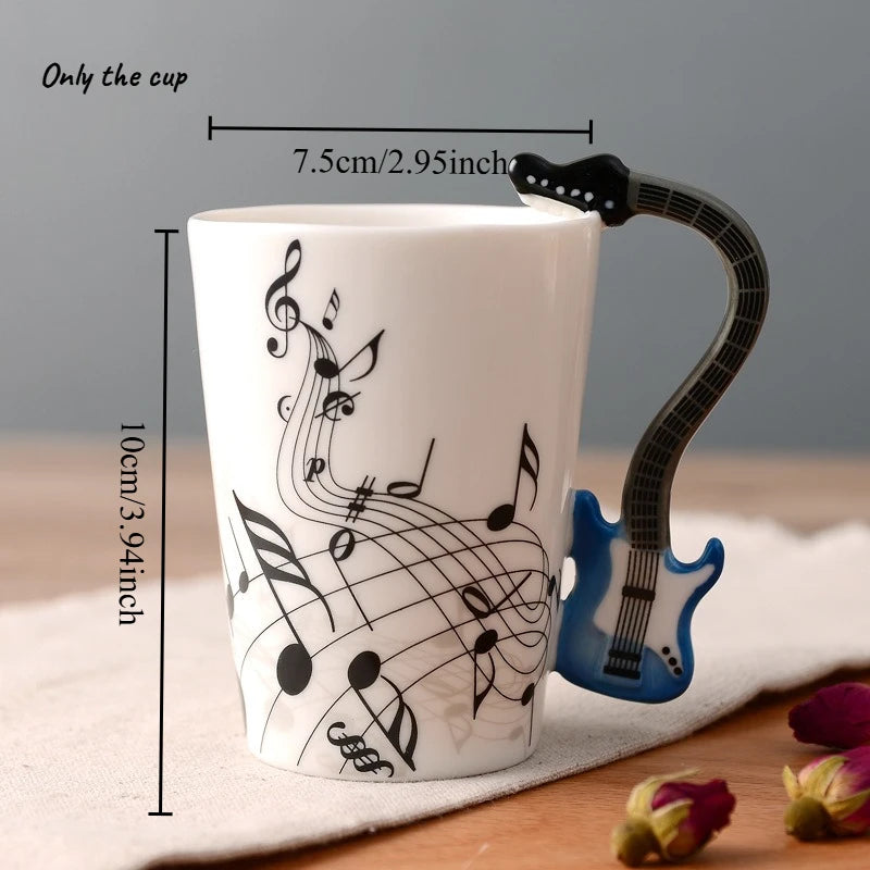 Porcelain Guitar Mug Music Inspired — White | KIMLUD