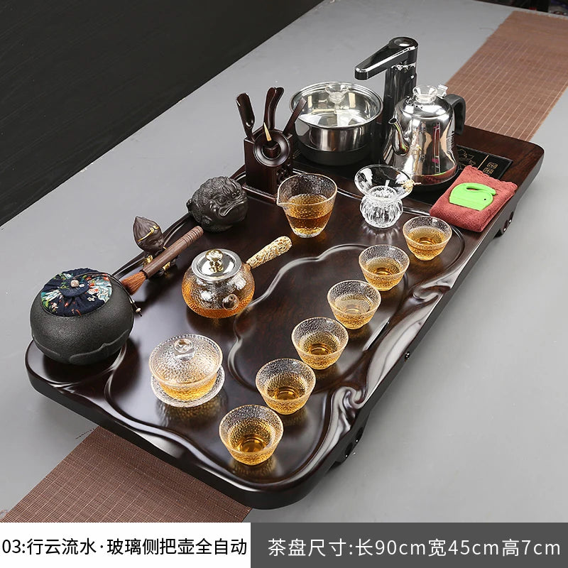 Porcelain Tea Set With Infuser And Hand Glazed Accents And Tray — White | KIMLUD