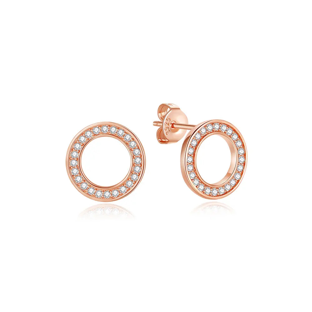 Sterling Silver Stud Hoop Earrings Crown Heart Bee — Rose Gold | KIMLUD