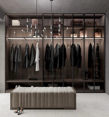 Italy Style Exquisite Luxury Wood Wardrobe — Black | KIMLUD