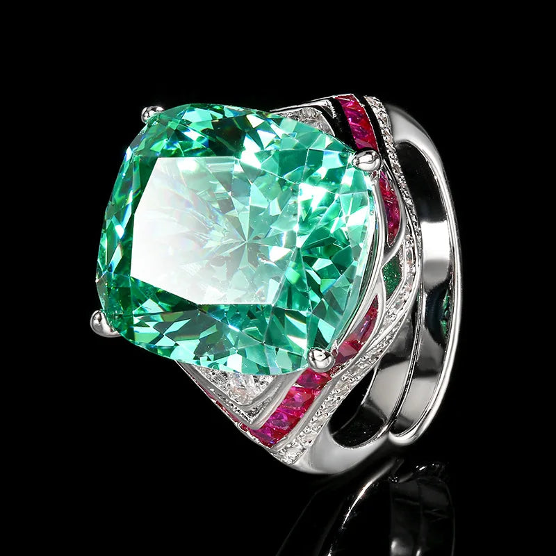 Copper Electroplated Gold Ring With Emerald Crystal — Emerald Green | KIMLUD