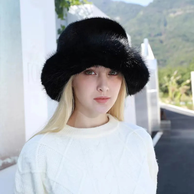 New Fur Hat Women Warm Snow Ski Cap Female Faux Fox Fur Bomber Hat Lady Windproof Winter Hats for Women Russian Warmer Hat - KIMLUD