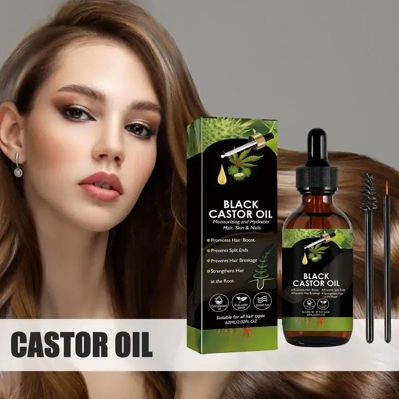 Black Castor Oil for Hair 60ml Moisturizing Hair Oil Care Liquid Jamaican Black Castor Hair Oil Gentle Natural