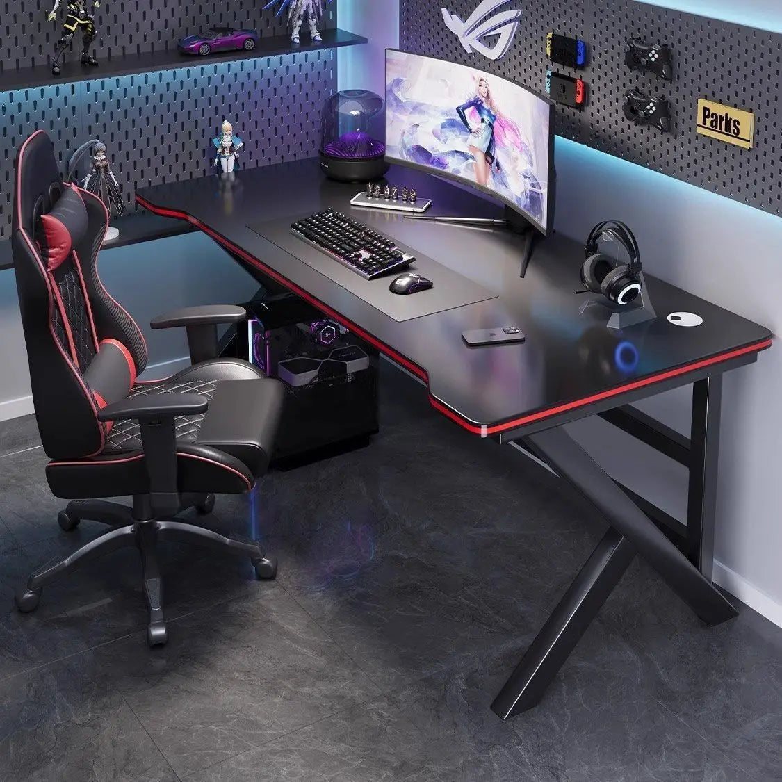 Gaming Desk for PC Desktop Computer Workstation Modern Office Desk Home Study Table Ergonomic Computer Desk for Students and