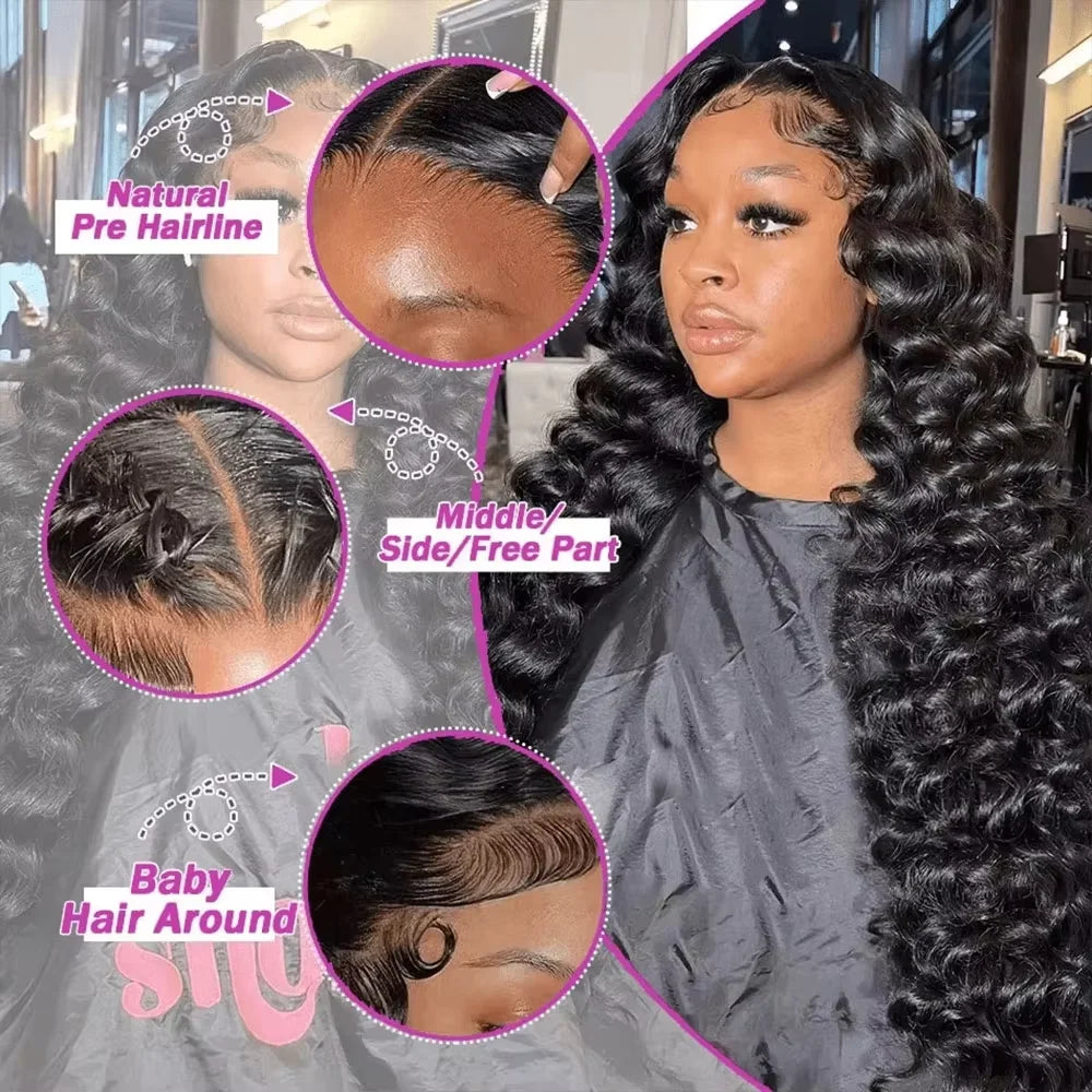 Wig HD Lace Front Curly Deep Wave Human Hair | KIMLUD