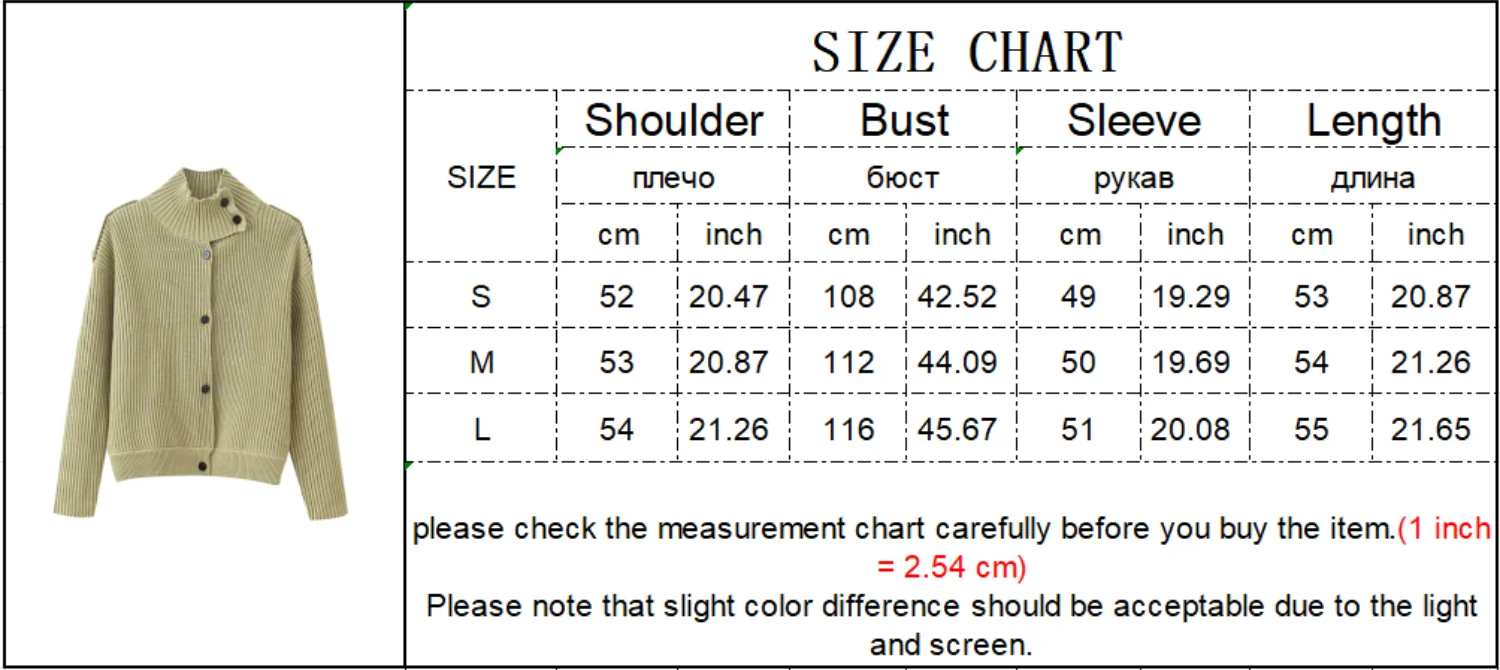 KIMLUD, TFMLN Women's Knitted Cardigan Solid Stand-Up Collar Epaulet Single Breasted Female Sweater Coat Loose Fit Casual Knitwear, KIMLUD Womens Clothes