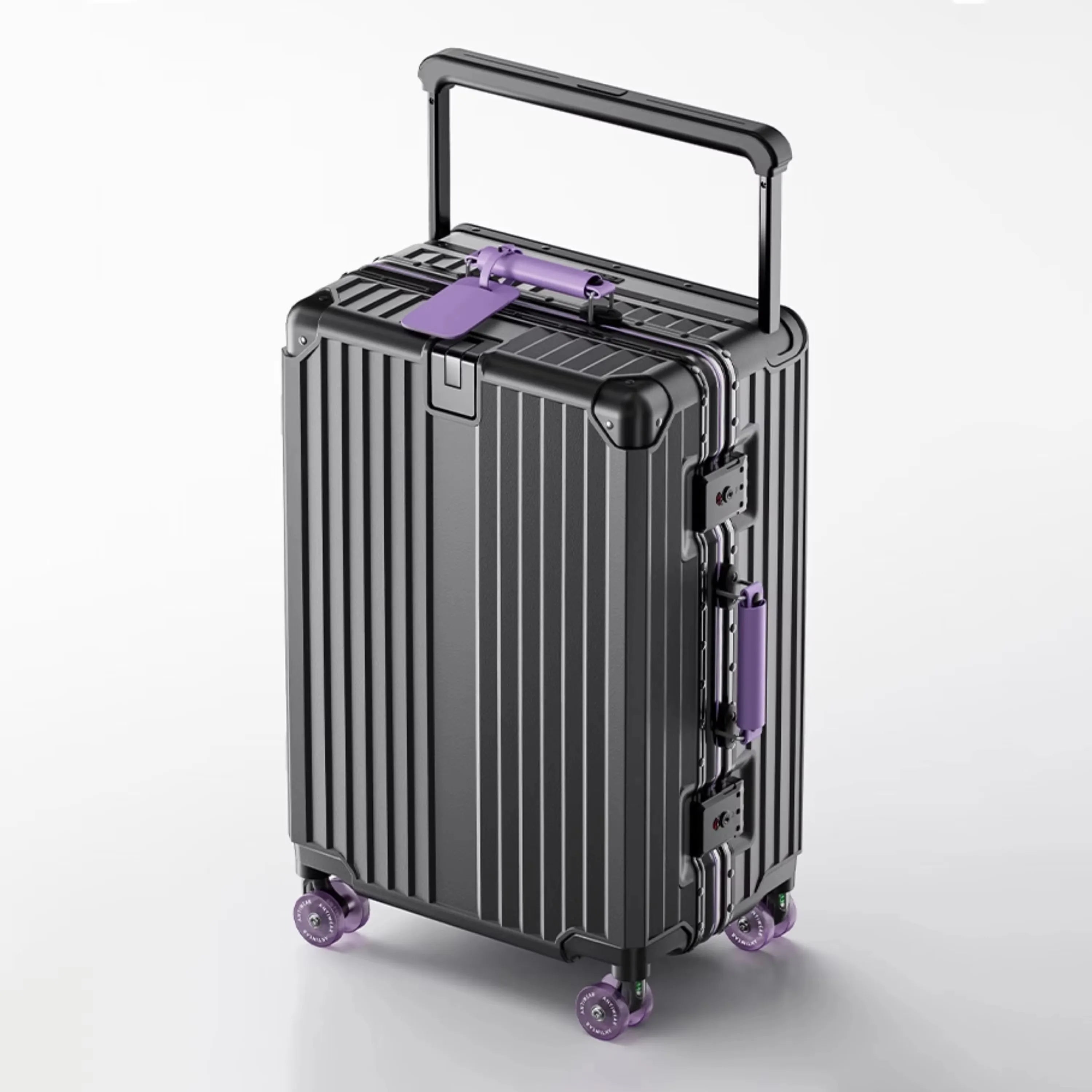Wide Handlebar Travel Balance Trolley Suitcase with Colorful Silent Wheels TSA Lock Rolling Luggage Large Capacity PC Material