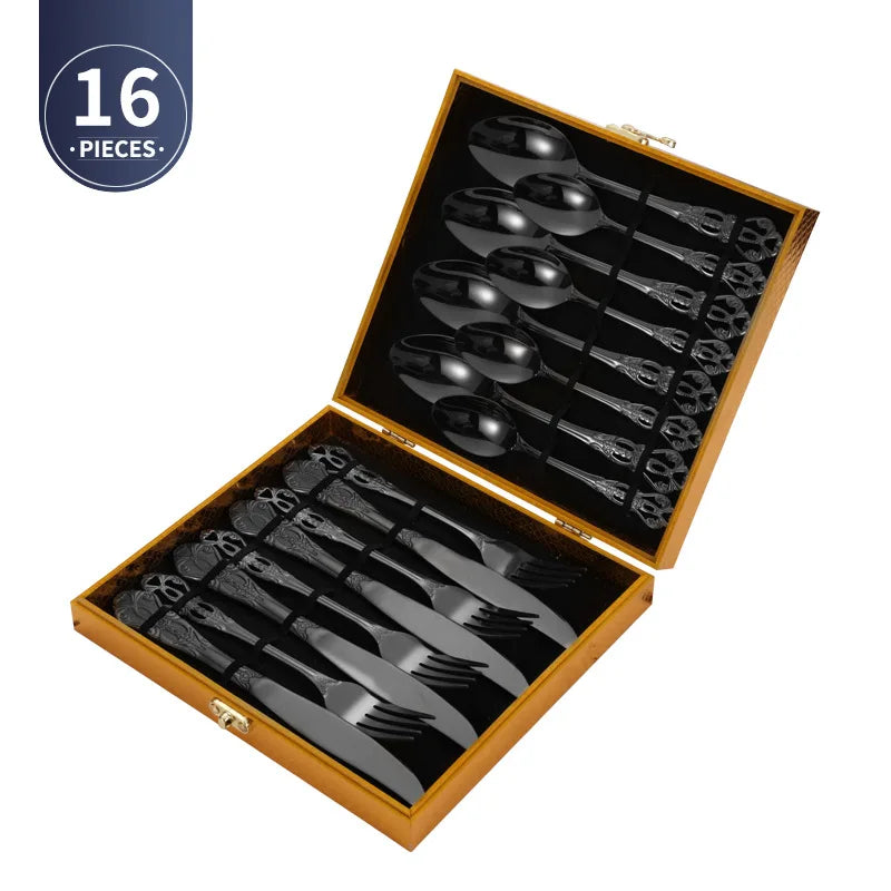 Gold-Plated Stainless Steel Cutlery Set Royal European Spoon Fork Collection — Golden | KIMLUD
