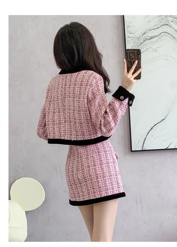 KIMLUD, New Autumn/Winter Fashion Korean Edition Celebrity High End Small Fragrance Versatile Western Style Age Reducing Two Piece Set, KIMLUD Womens Clothes