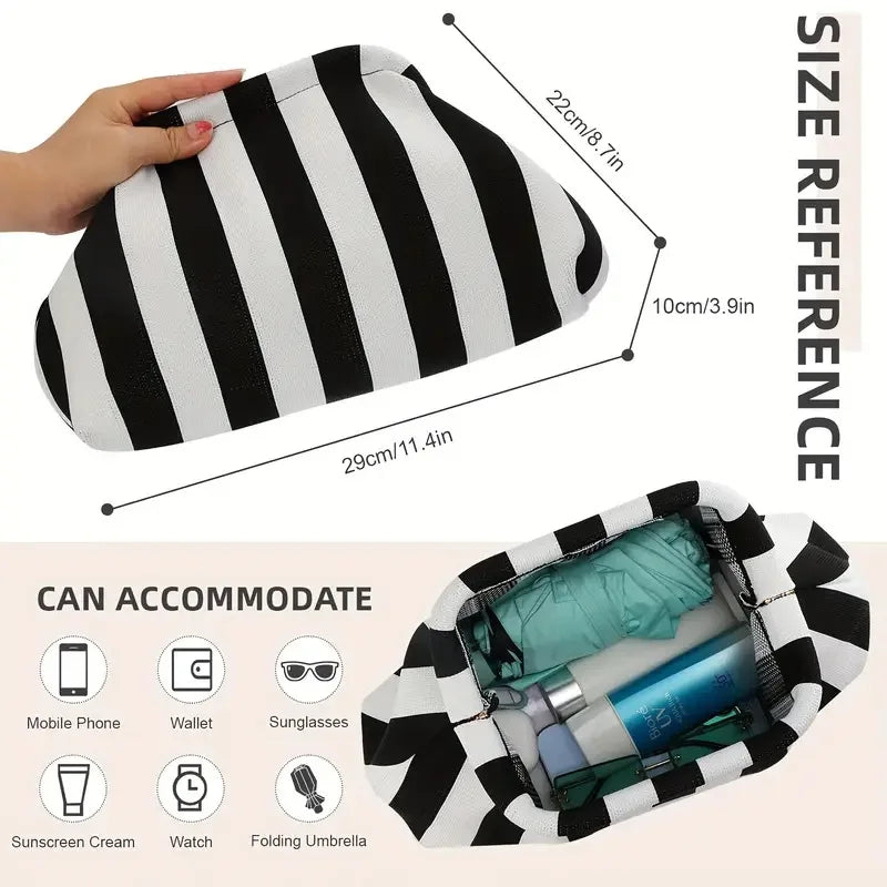 Striped Polyester Clutch Bag Small — Multicolor | KIMLUD