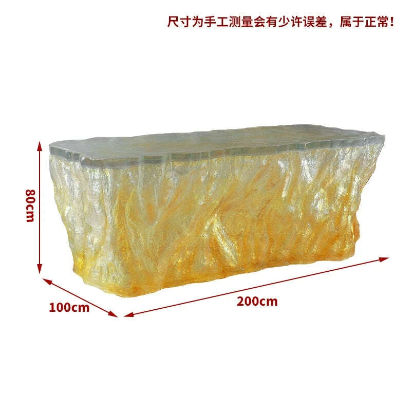 KIMLUD, Premium Light Luxury Transparent Resin Hotel Front Desk Restaurant Villa Kitchen Partition Luminous Crystal Glacier Island Table, KIMLUD Womens Clothes