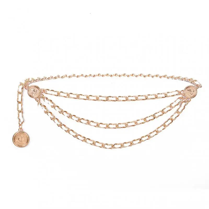 Metal Tassel Chain Waist Belt Retro Pendant Decoration — Gold-Tone | KIMLUD