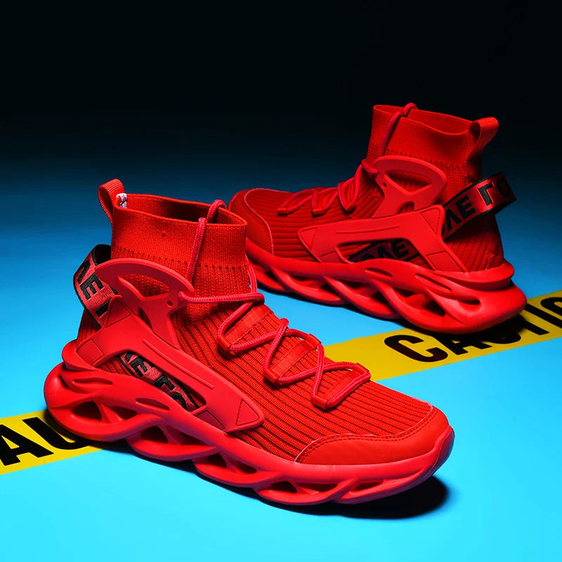 High-Top Elastic Knitted Sports Shoes – Reflective 3D Detail – Knitted Upper | KIMLUD