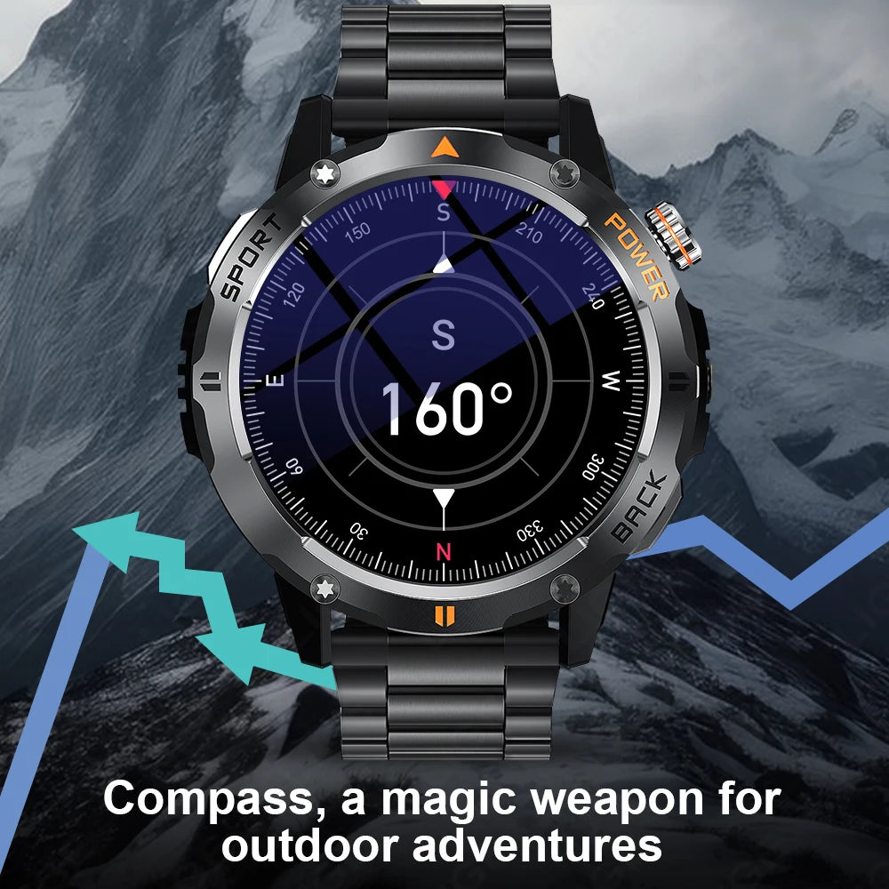 LIGE New Outdoor Compass Smart Watch 1.53'' Screen IP68 Waterproof Watches 400mAh Battery GPS Motion Trajectory For Android IOS