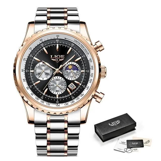 LIGE 2024 Top Brand Luxury New Men Watch Quartz Man Watches Waterproof Luminous Watch for Men Date Chronograph Sport Wristwatch