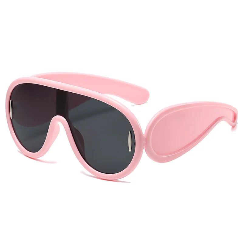Vintage Round Sunglasses Exaggerated Circular Frames — Black | KIMLUD