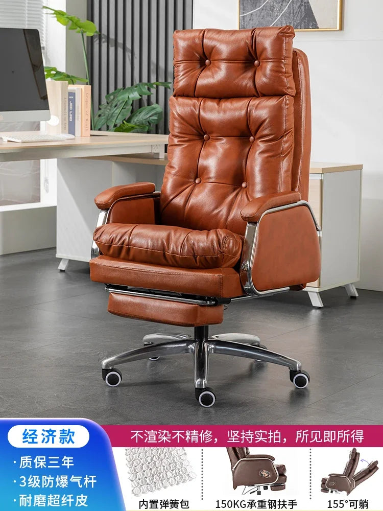 Leather Executive Chair — Tufted High-Back Recliner — Dark Brown | KIMLUD