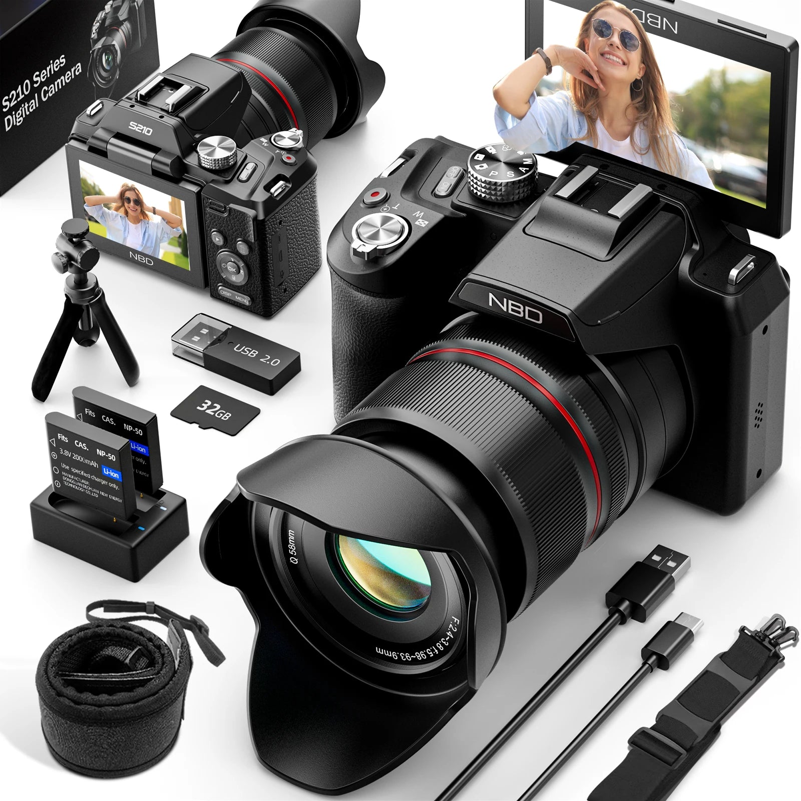 Metal and Glass Digital Camera 16x Optical Zoom — Black | KIMLUD