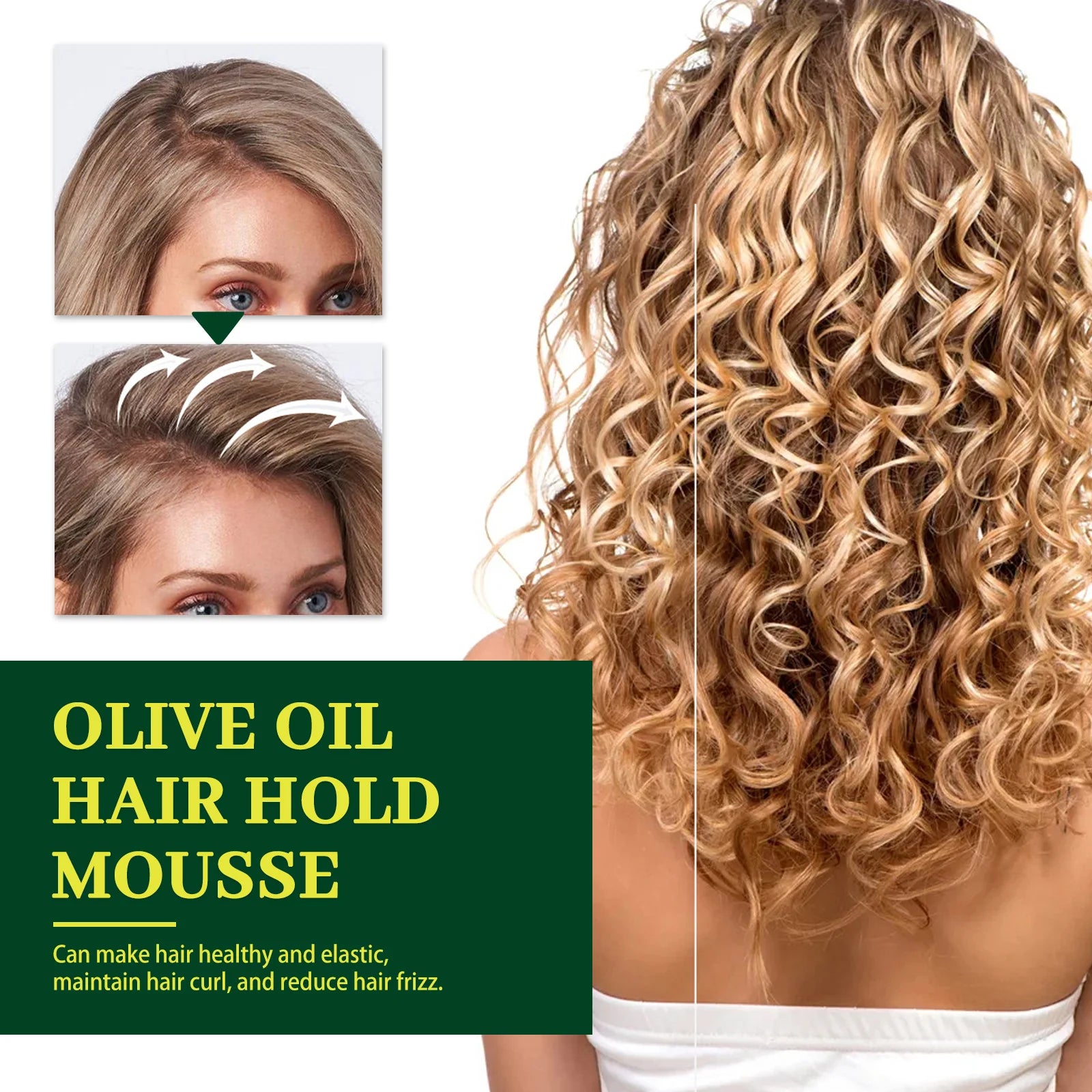 Olive Oil Hair Styling Mousse Frizz Control — Green | KIMLUD