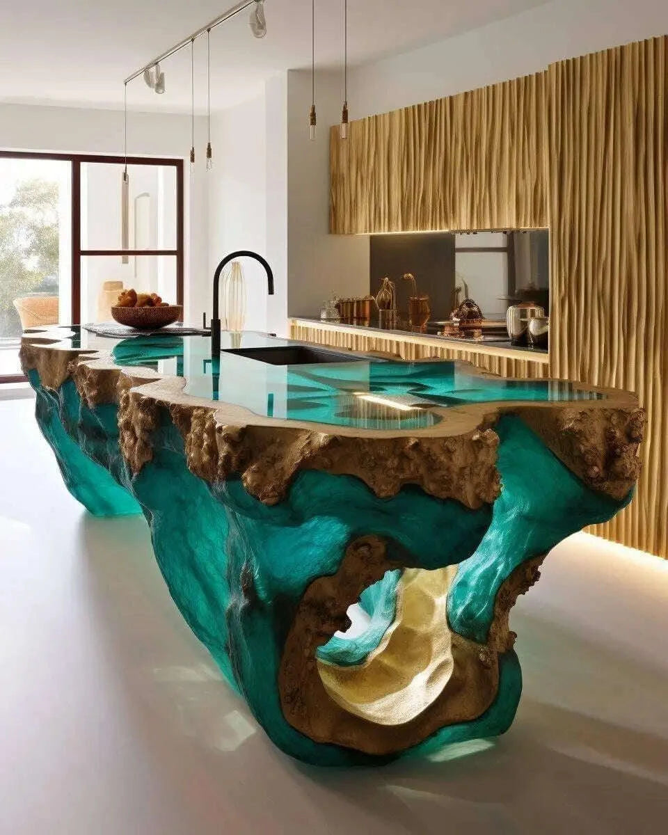 Solid Walnut Wood Luxury Dining Restaurant Rectangular Ocean River ...