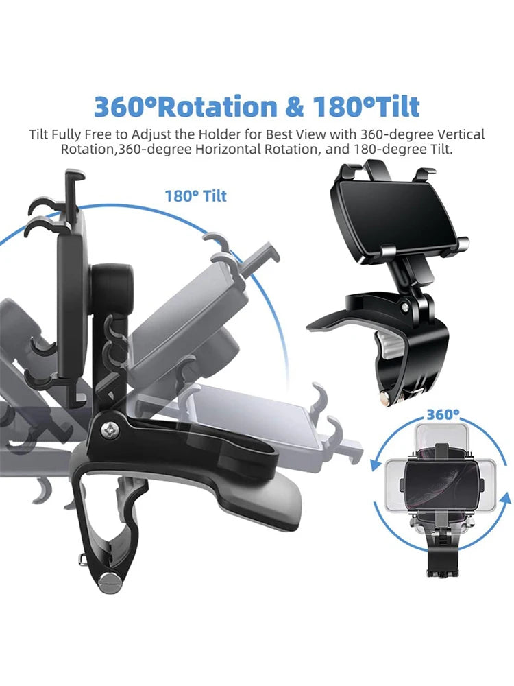 Multifunctional Car Mobile Phone Holder 360° Rotatable Dashboard Car Phone Mount Holder Easy Clip GPS Support Car Accessories
