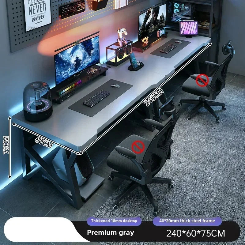 L-Shaped Double Computer Desk Home Office — Black | KIMLUD