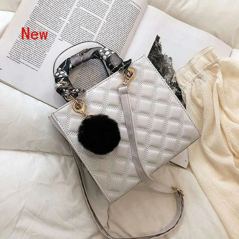 KIMLUD, Diamond Stripe Women Handbag Female Luxury Designer Crossbody Bag High Quality Leather Shoulder Bag Clutch Purse Brand Tote Bags, KIMLUD Womens Clothes