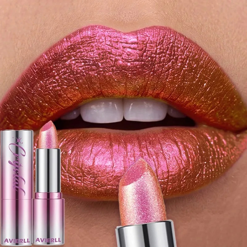 14 Colors Metallic Sparkle Lipstick Polarizing Glitter Shiny Lip Gloss Waterproof Long Lasting Gold Pearl Shine Sexy Lips Makeup