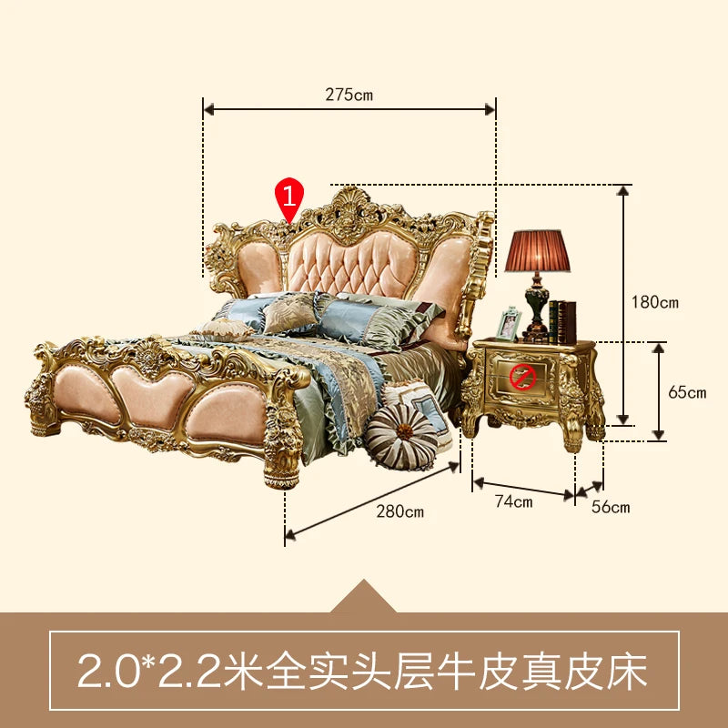 European Romantic Wood Bed With Castle Aesthetics And Built-In Storage — Walnut | KIMLUD