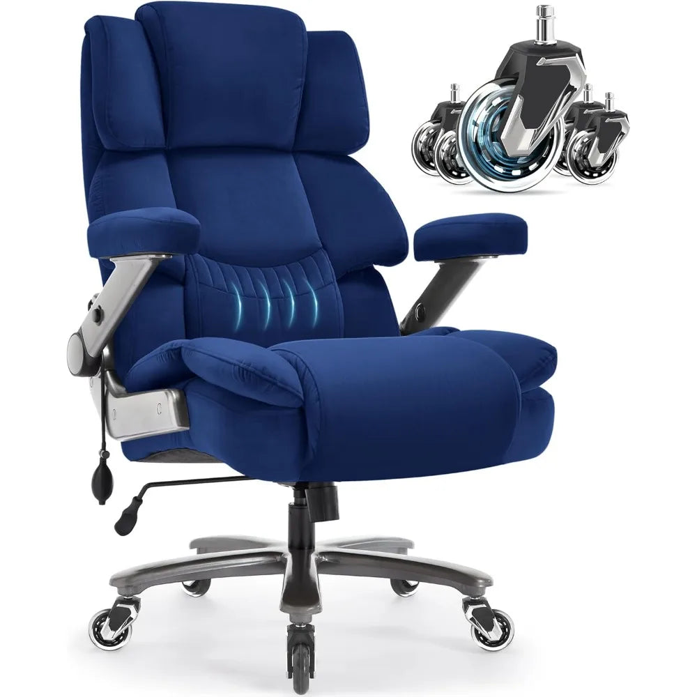 KIMLUD, 700lbs Big and Tall Office Chair-Large Computer Chair with Adjustable Lumbar Support 3D Flip Arms Plus Size Wheels,, KIMLUD Womens Clothes
