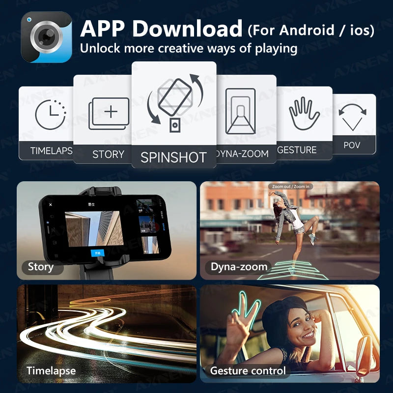 L18S Handheld Gimbal Stabilizer for Android iPhone Smartphone, 360 Rotate Shot Selfie Stick Monopod Tripod with 3 Color Light