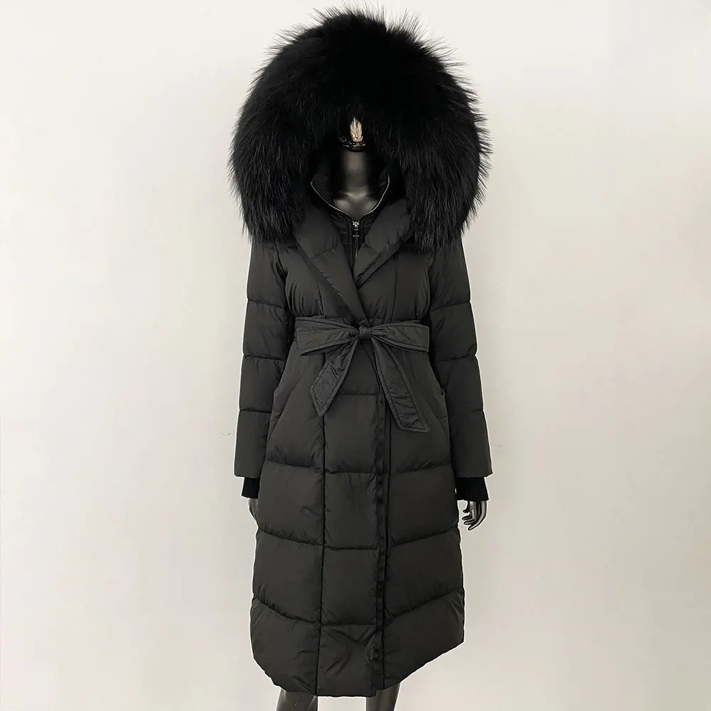 Down Coat – Fur Collar Hooded – Duck Down – White | KIMLUD