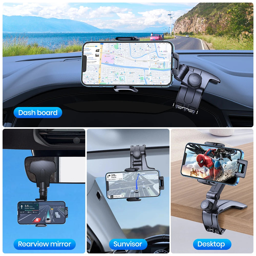 Car Phone Holder – Rotatable Dashboard Mount – Clip Mount | KIMLUD
