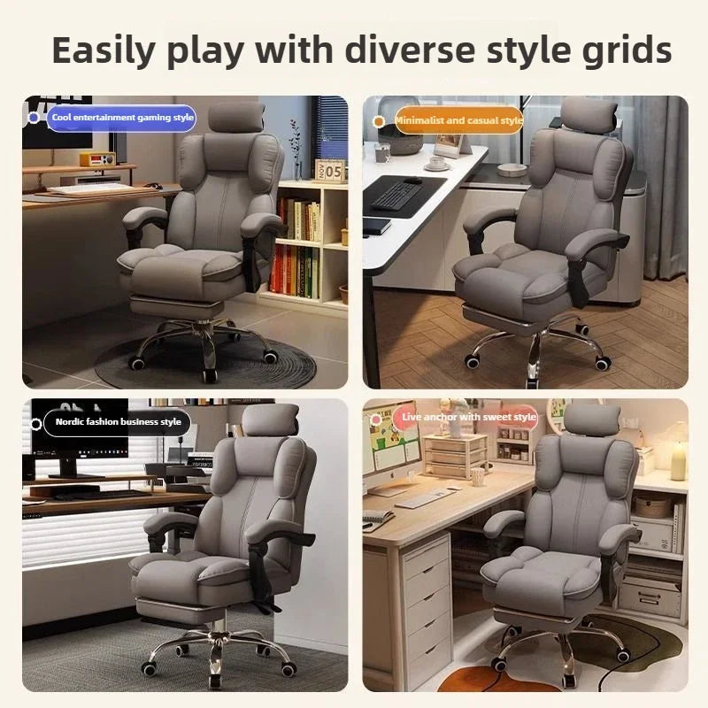 Stainless-Steel Office Chair Ergonomic With Adjustable Back — Gray | KIMLUD