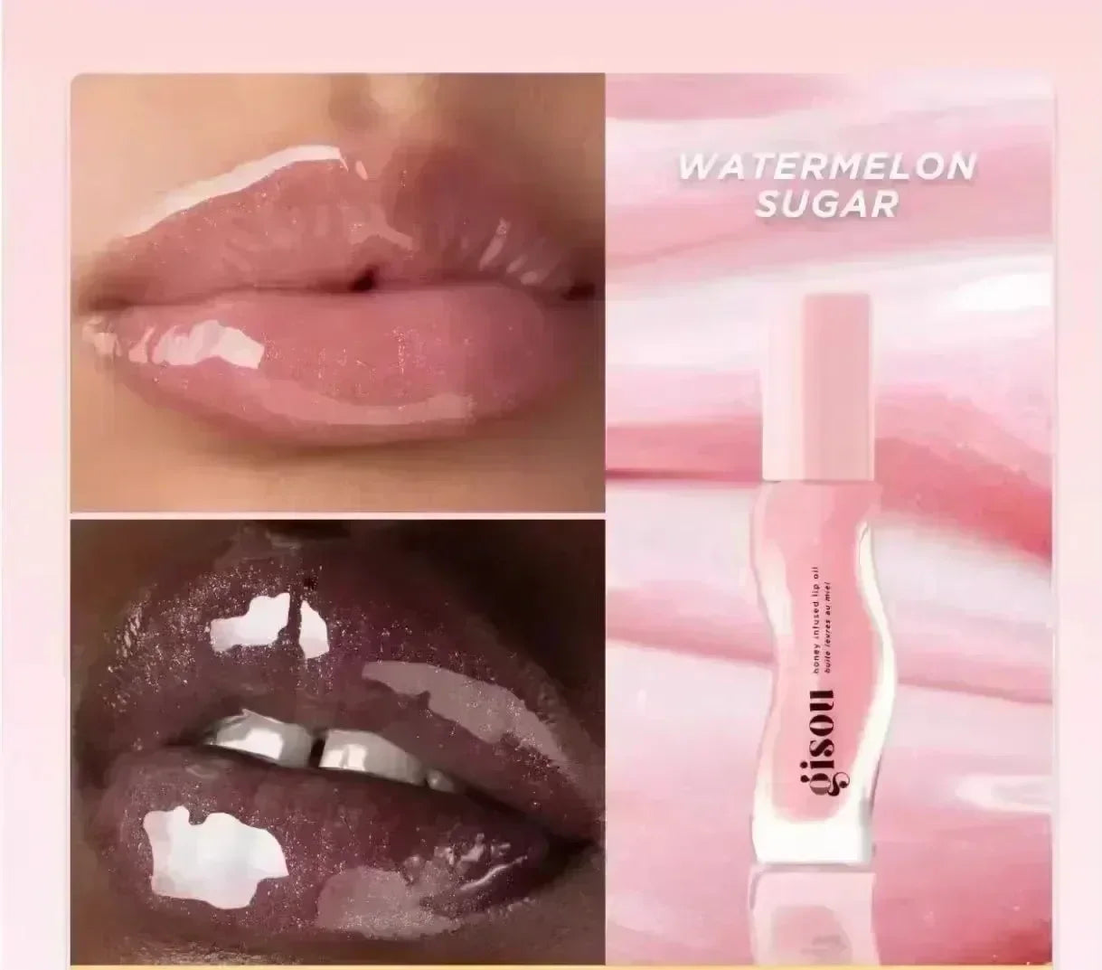 2025 Original Gisou Honey Watermelon Strawberry Essence Lip Oil Moisturizing Reduce Lip Lines Exfoliating Liquid Lip Gloss Care