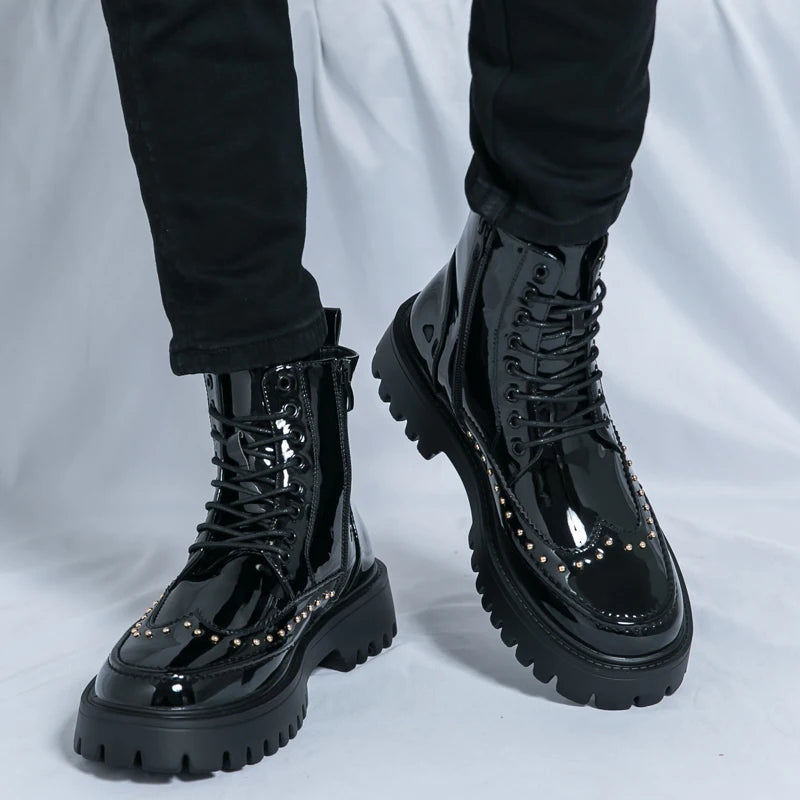 Men's Motorcycle Boots – Platform – Genuine Leather | KIMLUD