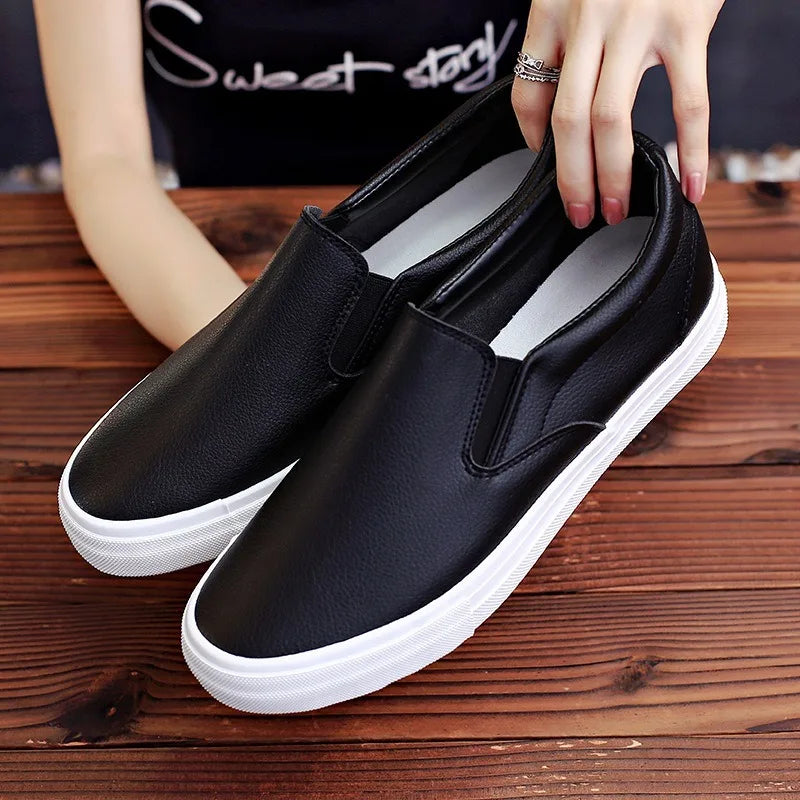 Men's Slip-On Loafers – Waterproof Faux Leather – White | KIMLUD