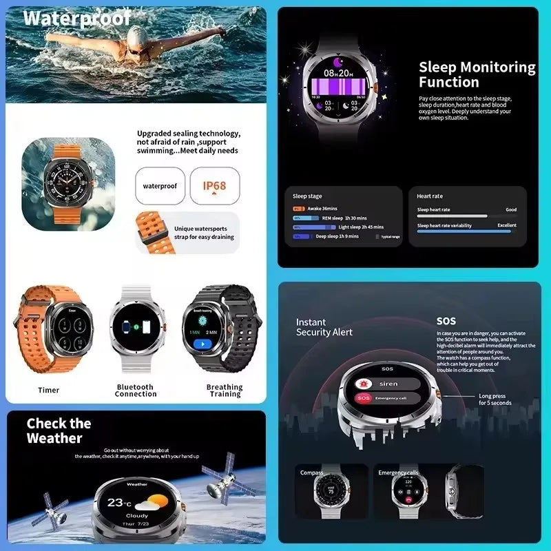 2025 New DT Watch 7 Ultra Smart Watch Men 32GB Memory Video GPS NFC 47mm AMOLED Fitness Sports Tracker Health Smartwatches Women