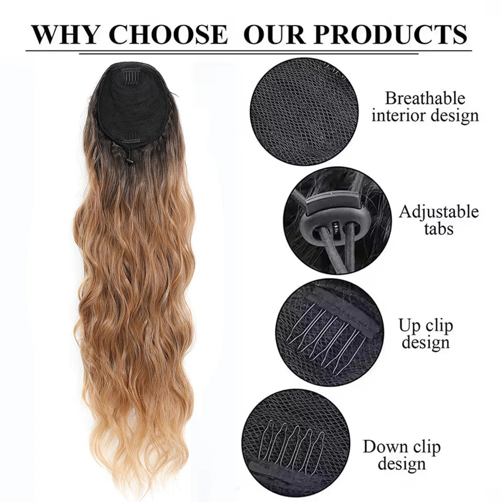 Clip-In Hair Extension – Ponytail 28In – Ombre 27/613 | KIMLUD