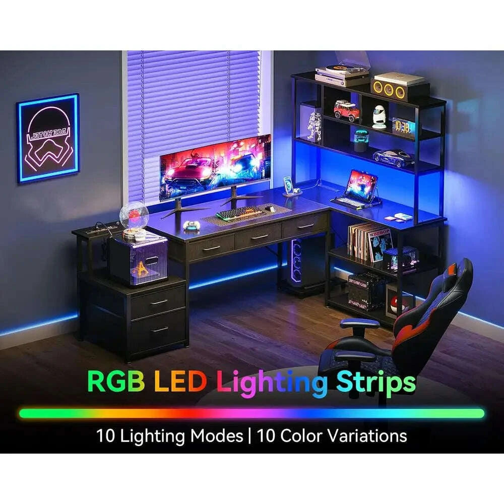 71-l-shaped-desk-with-5-drawers-led-lit-reversible-gaming-desk-2-outlets-black-home-office-desk-with-storage，customizedkimludkimlud-35570819