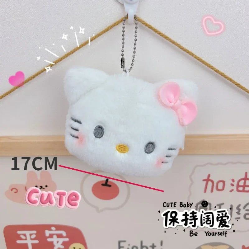 Sanrio Hello Kitty Plush Coin Purse Cartoon Keychain Bag Zipper Coin Wallet Storage Bag Key Earphone Pouch Decorations Girl Gift