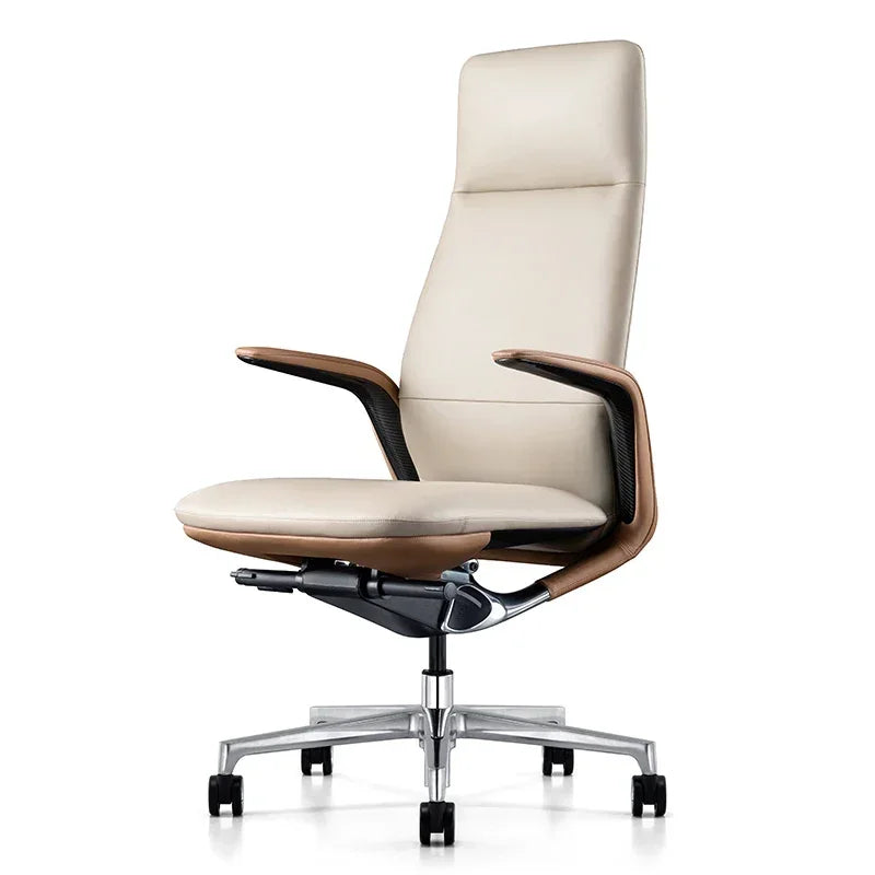 Genuine Leather Ergonomic Executive Office Chair — Black | KIMLUD