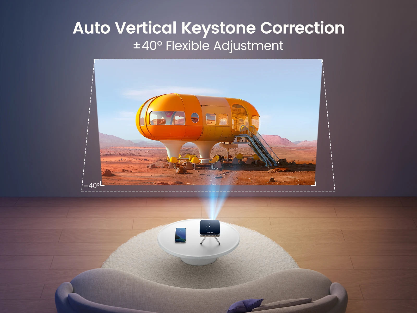 WiMiUS Mini Projector Android 11.0 DLP Projector Rechargeable Ultra Short Throw WiFi Bluetooth Projector FHD 1080P Support