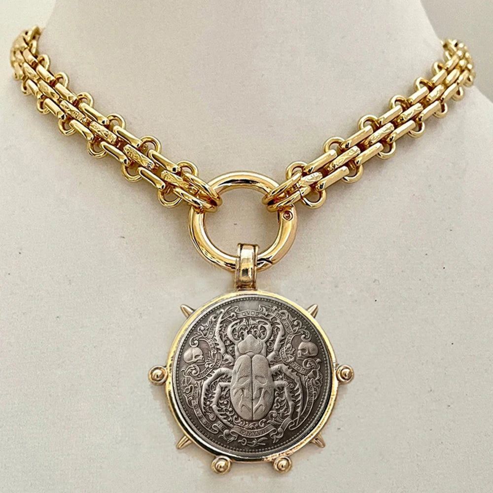 Copper Orla Coin Pendant Necklace — Copper | KIMLUD