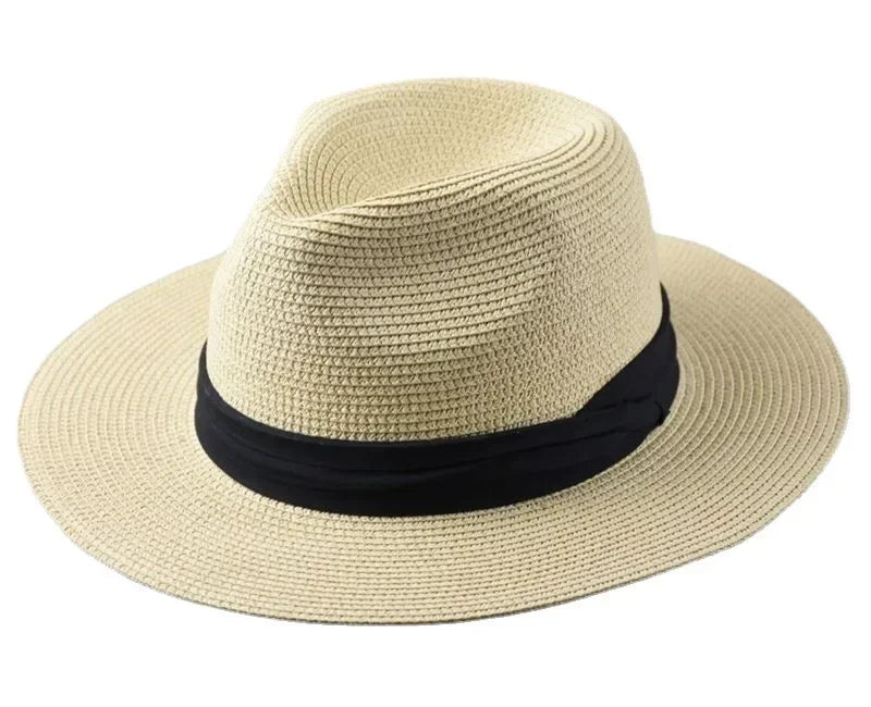 Panama Straw Hat Wide Brim Plus Size — Natural | KIMLUD