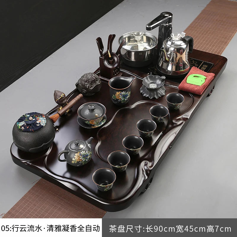 Porcelain Tea Set With Infuser And Hand Glazed Accents And Tray — White | KIMLUD