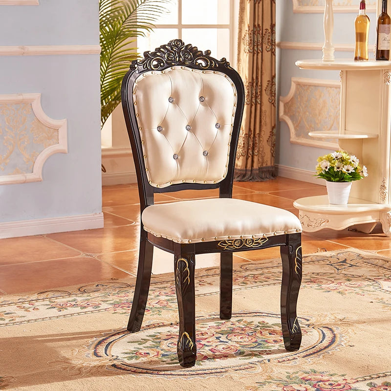 European Style Dining Chair Modern Restaurant Solid Wood Princess Chair Wedding Simple High Quality Muebles Lounge Furniture