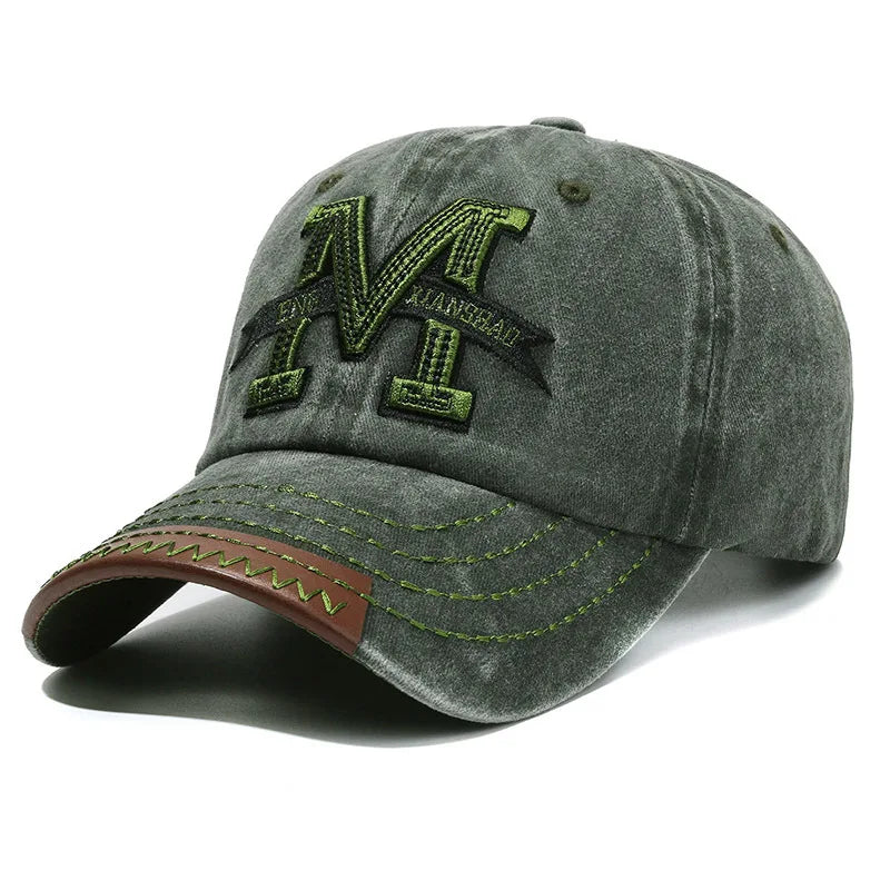 Hot Sale Unisex Baseball Cap M Letter Embroidery Dad Hat Women Men Outdoor Washed Cotton Cap