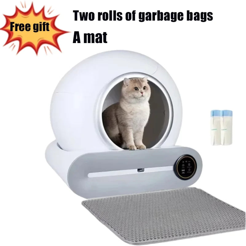 Self-Cleaning Automatic Cat Litter Box Enclosed 65L — White | KIMLUD